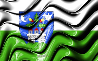 Veszprem bandeira, 4k, Condados da Hungria, distritos administrativos, Bandeira de Veszprem, Arte 3D, Veszprem Condado, h&#250;ngaro munic&#237;pios, Veszprem 3D bandeira, Hungria, Europa