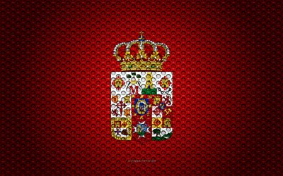 Drapeau de la province de Ciudad Real, 4k, art créatif, de maille en métal de la texture, de Ciudad Real drapeau, symbole national, les provinces de l'Espagne, Ciudad Real, Espagne, Europe