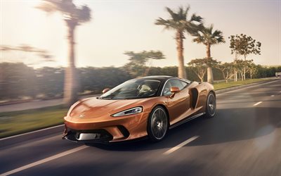 2020, McLaren GT, bronze supercar, front view, sports coupe, new bronze, British sports cars, McLaren