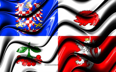 Vysocina bandiera, 4k, Regioni della Repubblica ceca, i distretti amministrativi, Bandiera della Vysocina, 3D arte, Vysocina, regioni ceche, Vysocina 3D, bandiera, Repubblica ceca, Europa
