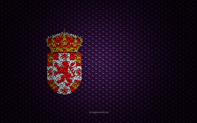 العلم قرطبة, 4k, الفنون الإبداعية, شبكة معدنية الملمس, قرطبة العلم, الرمز الوطني, مقاطعات إسبانيا, قرطبة, إسبانيا, أوروبا