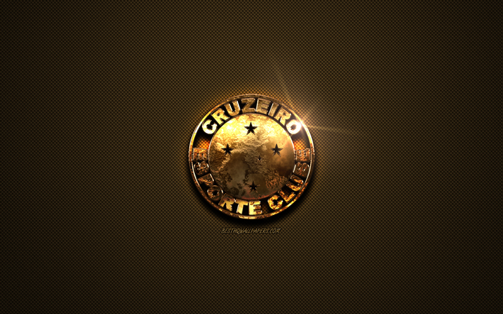 Cruzeiro EC, ouro logotipo, Brasileiro de clubes de futebol, emblema de ouro, Belo Horizonte, Brasil, Serie A, ouro textura de fibra de carbono, futebol, Cruzeiro Esporte Clube