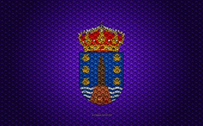 İspanya, a coru&#241;a, Avrupa a coru&#241;a, 4k, yaratıcı sanat bayrağı, metal mesh dokusu, a coru&#241;a bayrak, ulusal sembol, il