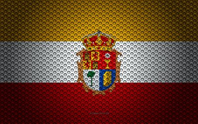 Bandera de Cuenca, 4k, arte creativo, malla de metal textura, Cuenca de la bandera, s&#237;mbolo nacional, de las provincias de Espa&#241;a, Cuenca, Espa&#241;a, Europa
