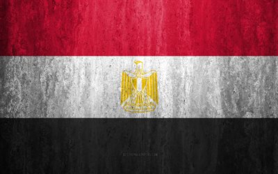 Bandera de Egipto, 4k, piedra antecedentes, grunge bandera, &#193;frica, Egipto, la bandera, el grunge, el arte, los s&#237;mbolos nacionales, la textura de piedra