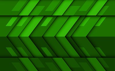 frecce verdi, 4k, material design, creativo, geometrico, forme, lecca-lecca, frecce, forme geometriche, verde materiale design, strisce, geometria, verde, sfondi