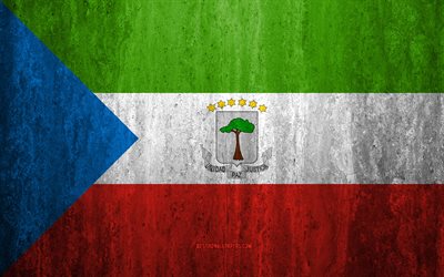 Flag of Equatorial Guinea, 4k, stone background, grunge flag, Africa, Equatorial Guinea flag, grunge art, national symbols, Equatorial Guinea, stone texture