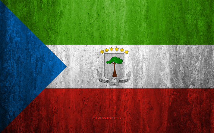 Bandera de Guinea Ecuatorial, 4k, piedra antecedentes, grunge bandera, &#193;frica, Guinea Ecuatorial bandera de grunge de arte, los s&#237;mbolos nacionales, Guinea Ecuatorial, textura de piedra
