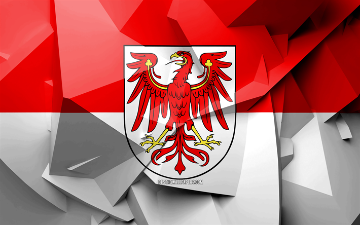 4k, Flag of Brandenburg, geometric art, States of Germany, Brandenburg flag, creative, german states, Brandenburg, administrative districts, Brandenburg 3D flag, Germany
