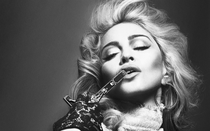 Madonna, chanteuse am&#233;ricaine, portrait, s&#233;ance de photos, monochrome, la star am&#233;ricaine, Madonna Louise Ciccone