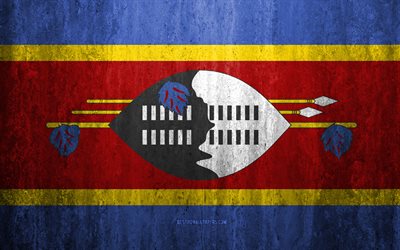 Lipun Eswatini, 4k, kivi tausta, grunge lippu, Afrikka, Eswatini lippu, grunge art, kansalliset symbolit, Eswatini, kivi rakenne