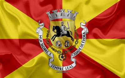Flag of Evora District, 4k, silk flag, silk texture, Evora District, Portugal, Evora District flag, region of Portugal