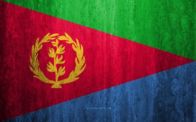 Flag of Eritrea, 4k, stone background, grunge flag, Africa, Eritrea flag, grunge art, national symbols, Eritrea, stone texture