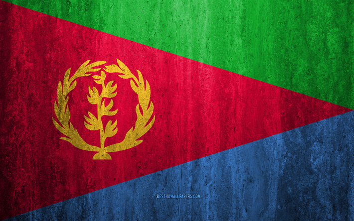 Bandeira da Eritreia, 4k, pedra de fundo, grunge bandeira, &#193;frica, Eritreia bandeira, grunge arte, s&#237;mbolos nacionais, Eritreia, textura de pedra