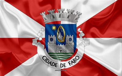 Portekiz Faro B&#246;lgesinin bayrağı, 4k, ipek bayrak, ipek doku, Faro B&#246;lgesi, Portekiz, Faro B&#246;lge bayrağı, b&#246;lge