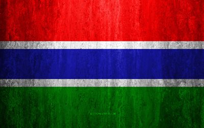 Bandera de Gambia, 4k, piedra antecedentes, grunge bandera, &#193;frica, Gambia bandera de grunge de arte, los s&#237;mbolos nacionales, Gambia, textura de piedra