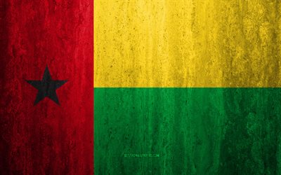 Flag of Guinea-Bissau, 4k, stone, antecedentes, grunge flag, Africa, Guinea-Bissau indicador, grunge, estilo, s&#237;mbolo nacional, Guinea-Bissau, stone texture