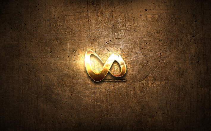 DJ Snake altın logo, Fransız DJ, kahverengi metal arka plan, yaratıcı, DJ Snake logo, marka, DJ Snake
