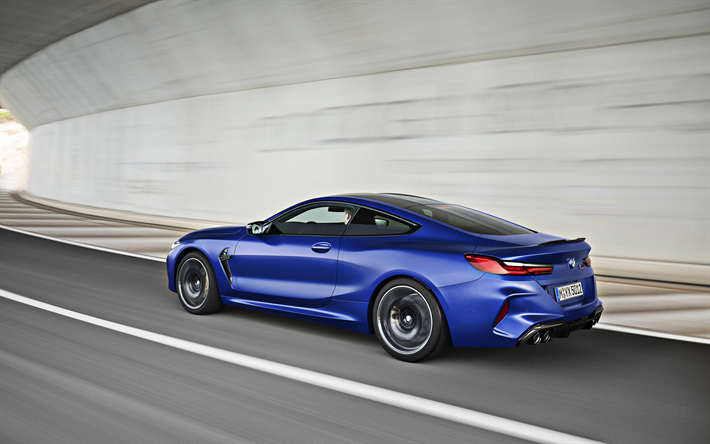 2020, BMW M8 Competition, side view, blue sports coupe, exterior, new blue M8 Competition, German sports cars, BMW