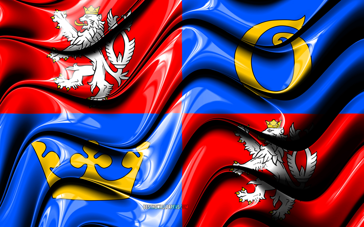 Hradec Kralove flag, 4k, Regions of Czech Republic, administrative districts, Flag of Hradec Kralove, 3D art, Hradec Kralove, czech regions, Hradec Kralove 3D flag, Czech Republic, Europe
