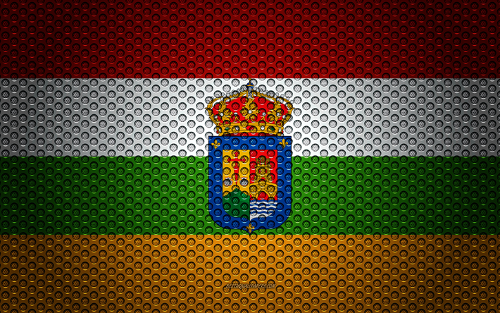 العلم من لا ريوخا, 4k, الفنون الإبداعية, شبكة معدنية الملمس, La Rioja العلم, الرمز الوطني, مقاطعات إسبانيا, La Rioja, إسبانيا, أوروبا
