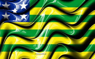 Goias bandiera, 4k, gli Stati del Brasile, i distretti amministrativi, Bandiera del Goias, 3D arte, Goias, stati del brasile, Goias 3D, bandiera, Brasile, Sud America