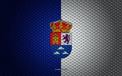 Flagga av Las Palmas, 4k, kreativ konst, metalln&#228;t konsistens, Las Palmas flagga, nationell symbol, provinserna i Spanien, Las Palmas, Spanien, Europa