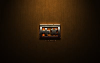 Martin Garrix glitter logotyp, musik stj&#228;rnor, kreativa, brons metall bakgrund, Martin Garrix logotyp, varum&#228;rken, Martin Garrix