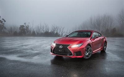 Lexus RC F, 2019, red sports coupe, front view, new red RC F, japanese sports cars, Lexus