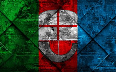 Drapeau de la Ligurie, 4k, grunge de l&#39;art, le losange grunge texture, r&#233;gion de l&#39;italie, Ligurie drapeau, l&#39;Italie, les symboles nationaux, de la Ligurie, les r&#233;gions de l&#39;Italie, art cr&#233;atif