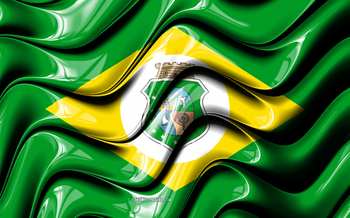 Ceara flag, 4k, States of Brazil, administrative districts, Flag of Ceara, 3D art, Ceara, brazilian states, Ceara 3D flag, Brazil, South America