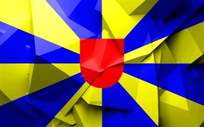 4k, Bandiera delle Fiandre occidentali, arte geometrica, le Province del Belgio, Fiandre occidentali bandiera, creativo, provincie del belgio, Fiandre occidentali (Provincia, distretti amministrativi, Fiandre occidentali 3D, bandiera, Belgio