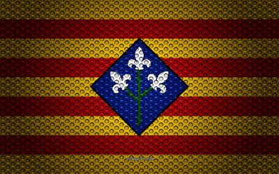 flagge von lleida, 4k -, kunst -, metall textur, lleida, fahne, national, symbol, provinzen von spanien, spanien, europa