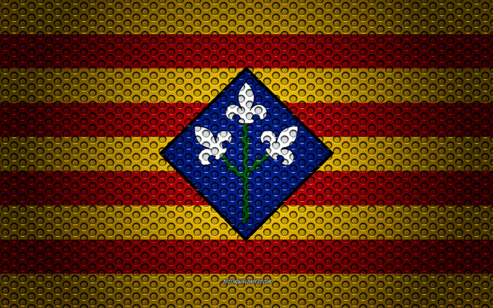 Flag of Lleida, 4k, creative art, metal mesh texture, Lleida flag, national symbol, provinces of Spain, Lleida, Spain, Europe