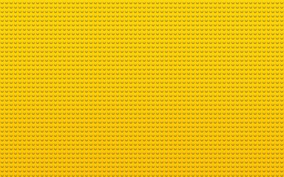黄色のレゴ質感, マクロ, 黄色のドットの背景, lego, 黄色の背景, lego質感