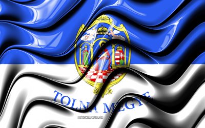 tolna-flag, 4k, grafschaften von ungarn, administrative bezirke, flagge, tolna, 3d-kunst, komitat tolna, ungarische komitate, tolna 3d flagge, ungarn, europa