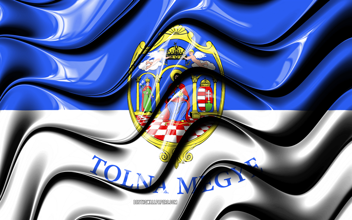 Tolna flag, 4k, Counties of Hungary, administrative districts, Flag of Tolna, 3D art, Tolna County, hungarian counties, Tolna 3D flag, Hungary, Europe