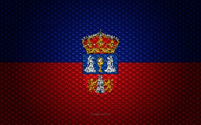 flagge von lugo, 4k -, kunst -, metall textur, lugo, fahne, national, symbol, provinzen von spanien, spanien, europa