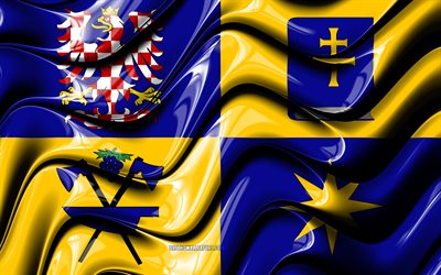 Zlin bandiera, 4k, Regioni della Repubblica ceca, i distretti amministrativi, Bandiera di Zlin, 3D arte, Zlin, repubblica ceca regioni, Zlin 3D, bandiera, Repubblica ceca, Europa