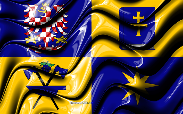 Zlin drapeau, 4k, les R&#233;gions de la R&#233;publique tch&#232;que, de la circonscription administrative, le Drapeau de Zlin, art 3D, Zlin, en r&#233;publique tch&#232;que r&#233;gions, Zlin 3D drapeau, R&#233;publique tch&#232;que, Europe