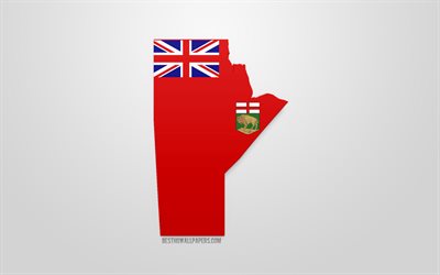 Manitoba map silhouette, 3d flag of Manitoba, province of Canada, 3d art, Manitoba 3d flag, Canada, North America, Manitoba, geography, Manitoba 3d silhouette