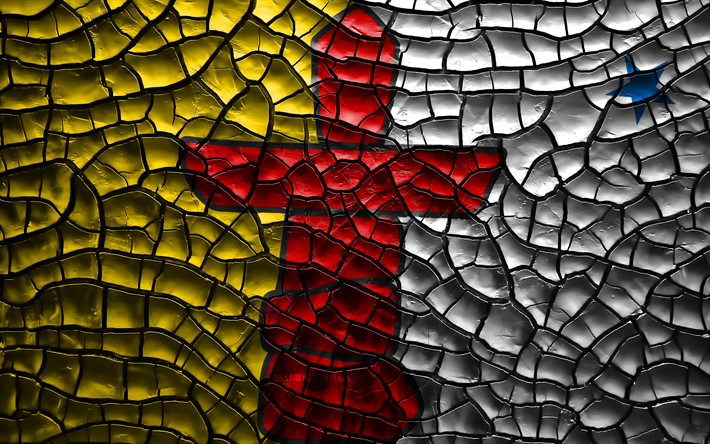 Flag of Nunavut, 4k, canadian provinces, cracked soil, Canada, Nunavut flag, 3D art, Nunavut, Provinces of Canada, administrative districts, Nunavut 3D flag, North America