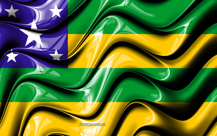 Sergipe bayrağı, 4k, Brezilya Devletleri, il&#231;elere, Sergipe Bayrak, 3D sanat, Sergipe, Sergipe 3D bayrak, Brezilya, G&#252;ney Amerika