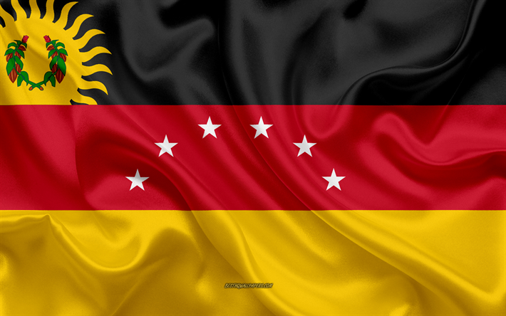 Bandiera dello Stato Miranda, 4k, una seta bandiera, Stato Venezuelano, Stato Miranda, seta, texture, Venezuela, Miranda bandiera di Stato, gli stati del Venezuela