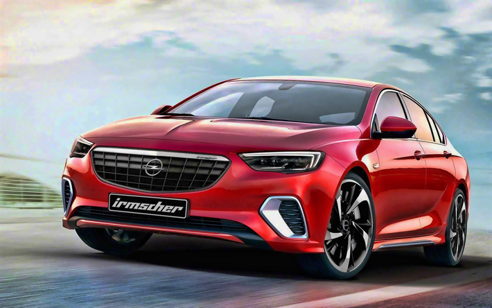 Irmscher, tuning, Opel Insignia, road, 2019 bilar, tyska bilar, 2019 Opel Insignia, red Insignier, Opel