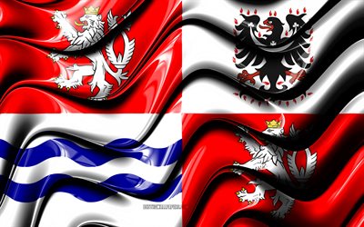 Central Bohemian flag, 4k, Regions of Czech Republic, administrative districts, Flag of Central Bohemian, 3D art, Central Bohemian, czech regions, Central Bohemian 3D flag, Czech Republic, Europe