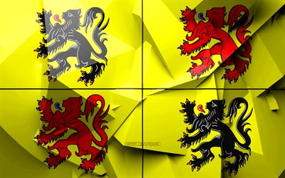 4k, Flag of Hainaut, geometric art, Provinces of Belgium, Hainaut flag, creative, belgian provinces, Hainaut Province, administrative districts, Hainaut 3D flag, Belgium