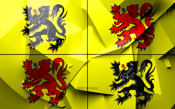 4k, Bandeira de Hainaut, arte geom&#233;trica, As prov&#237;ncias de B&#233;lgica, Hainaut bandeira, criativo, as prov&#237;ncias belgas, Prov&#237;ncia De Hainaut, distritos administrativos, Hainaut 3D bandeira, B&#233;lgica