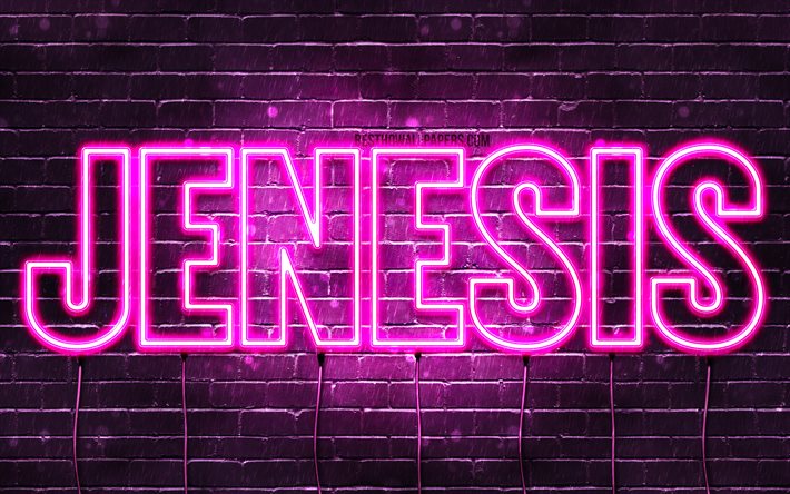 Jenesis, 4k, wallpapers with names, female names, Jenesis name, purple neon lights, Happy Birthday Jenesis, picture with Jenesis name