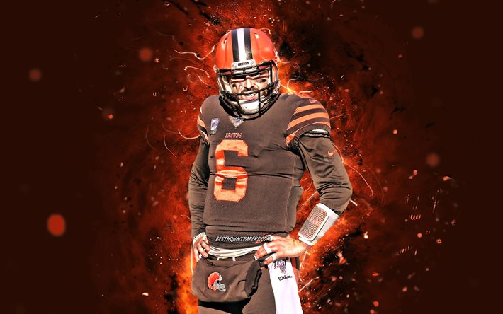Download Wallpapers 4k Baker Mayfield Creative Nfl Cleveland Browns American Football Quarterback Baker Reagan Mayfield National Football League Baker Mayfield 4k Orange Neon Lights Baker Mayfield Cleveland Browns For Desktop Free Pictures